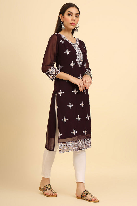 Appealing Brown Color Georgette Casual Wear Readymade Kurti