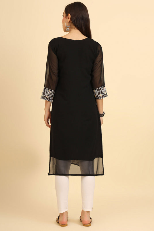 Beguiling Black Color Georgette Casual Wear Readymade Kurti