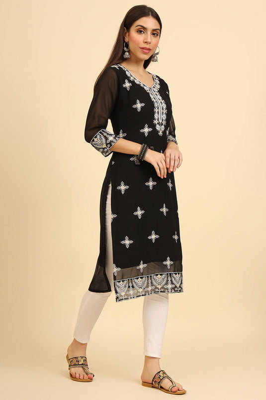 Beguiling Black Color Georgette Casual Wear Readymade Kurti