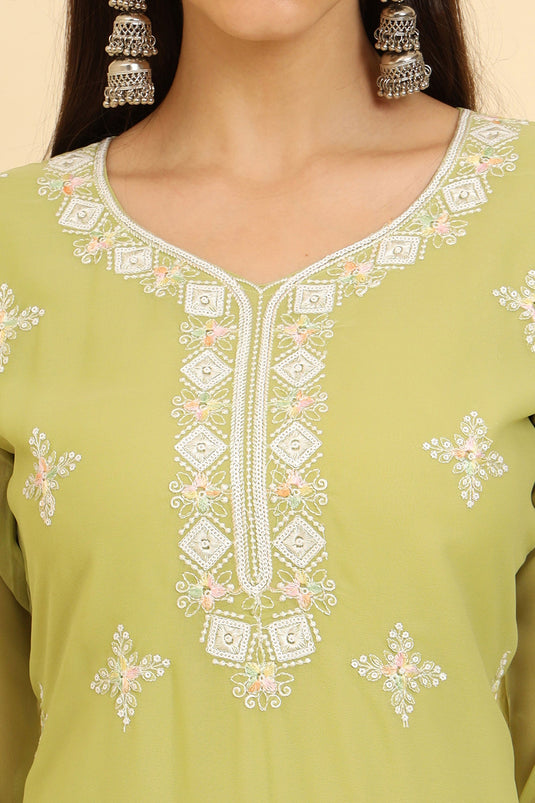 Tempting Georgette Khaki Color Casual Wear Readymade Kurti