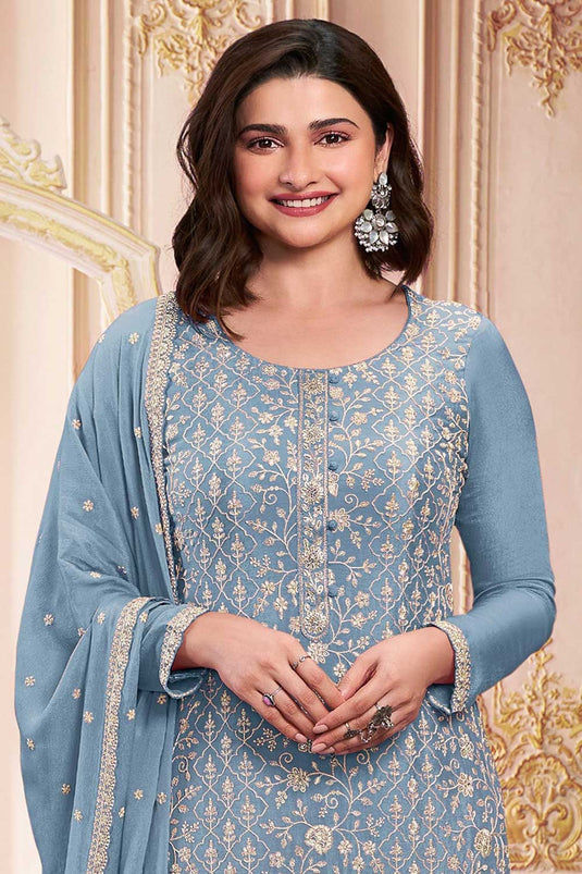 Prachi Desai Blue Color Alluring Georgette Salwar Suit