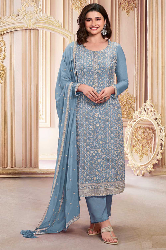 Prachi Desai Blue Color Alluring Georgette Salwar Suit