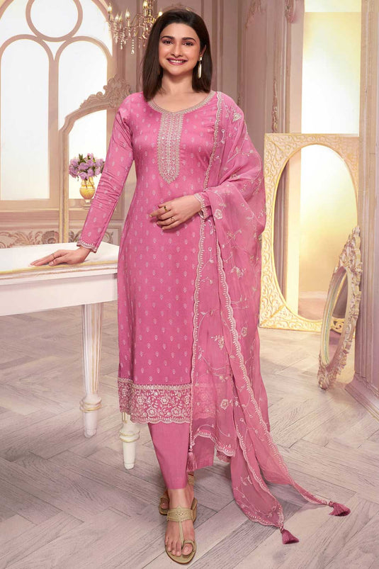 Prachi Desai Pink Color Alluring Georgette Silk Salwar Suit