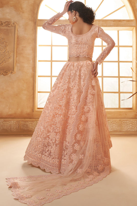 Elegance Peach Embroidered Lehenga Choli