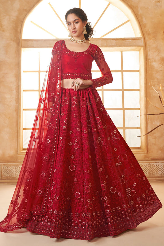 Charm Red Heavy Net Lehenga Choli