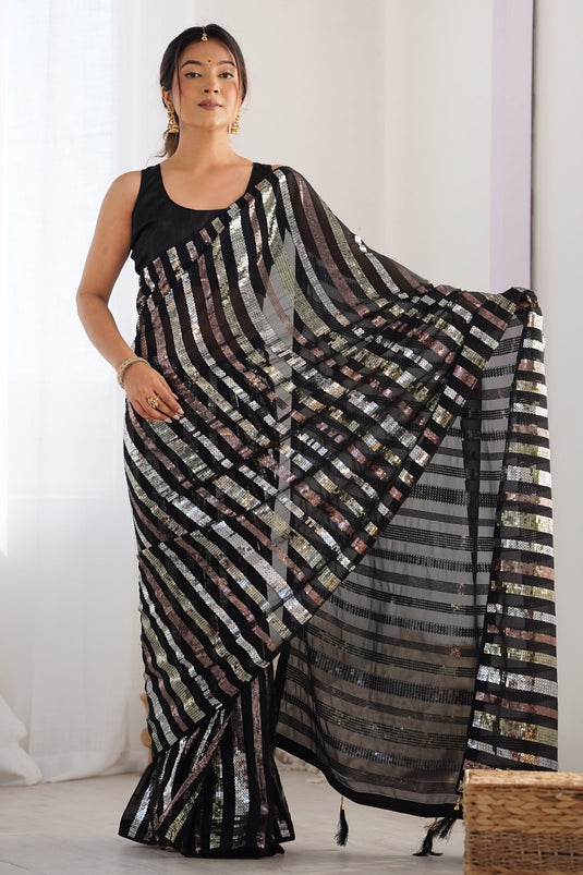 Black Heritage Georgette Saree