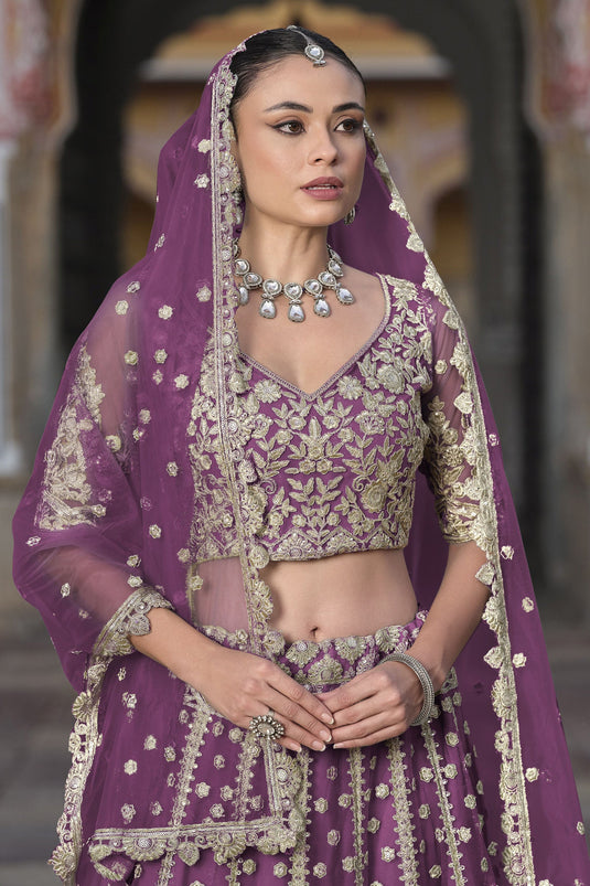 Celestial Purple Net Lehenga Choli