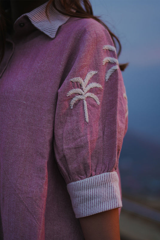 Exclusive Soft Pink Cotton Embroidered Co-Ord Set