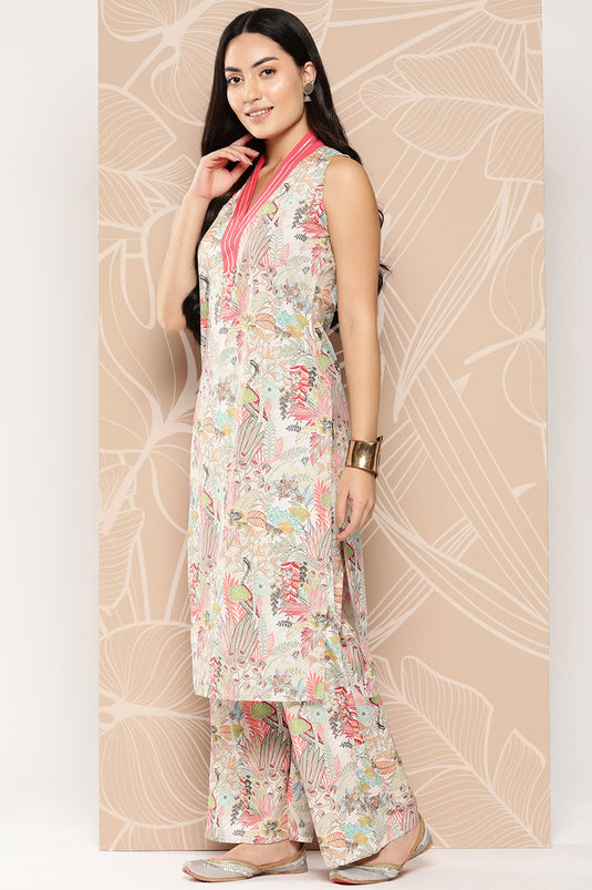 Exclusive Multi Color Crepe Fabric Function Wear Floral Printed Readymade Top With Bottom Set