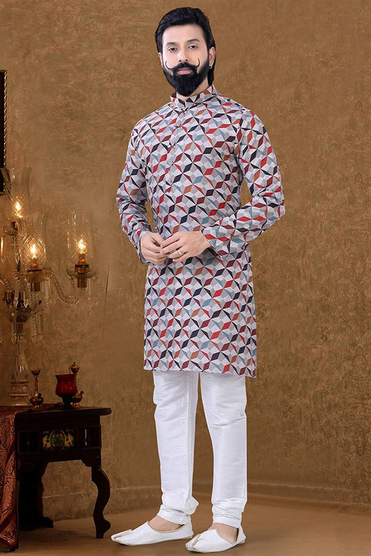 Ethnic Wear Multi Color Phenomenal Kurta Pyjama In Cotton Fabric