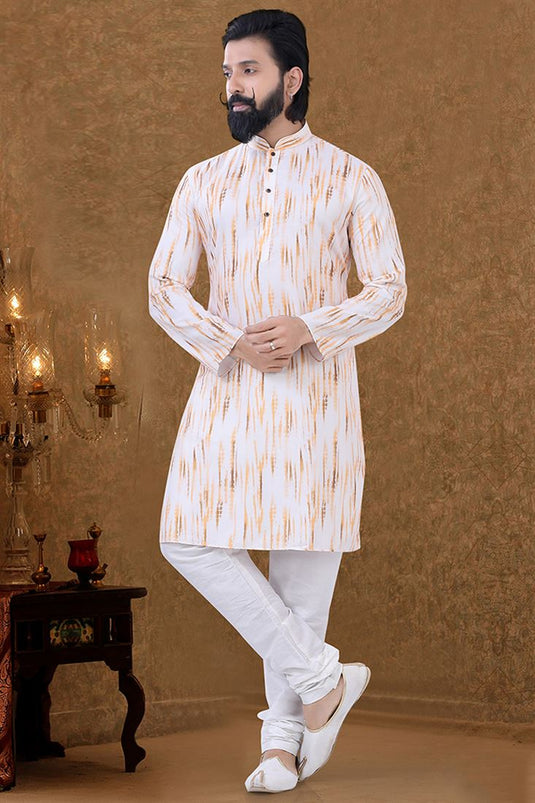 White Color Sangeet Wear Cotton Fabric Incredible Kurta Pyjama