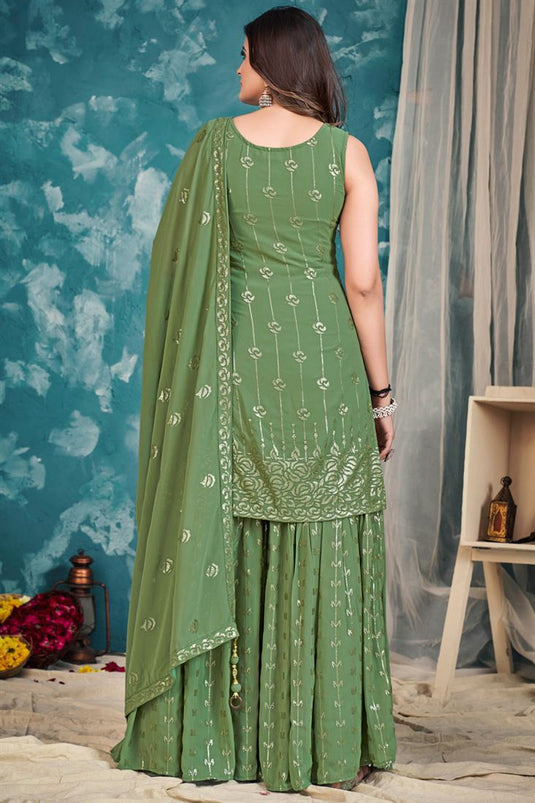 Komal Vora Classic Georgette Green Color Sharara Suit