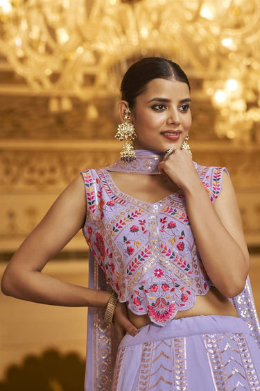 Lavender Color Imperial Georgette Lehenga With Embroidered Work