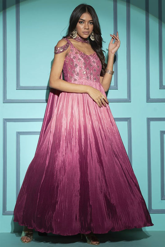 Long frock shop in pink colour