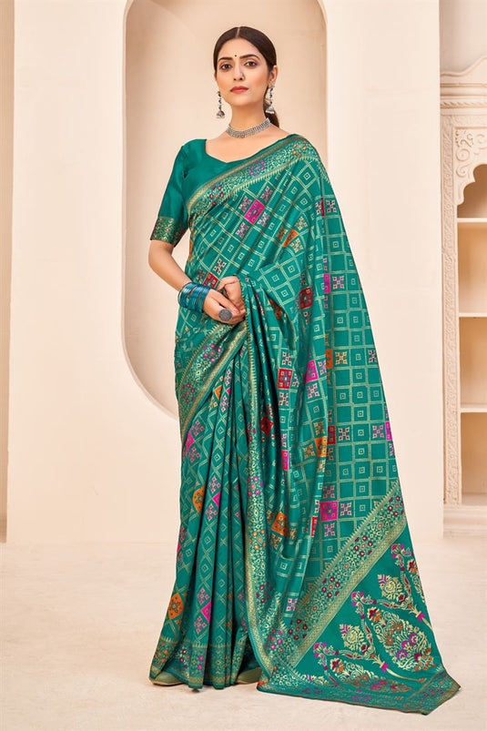 Art Silk Fabric Festive Wear Cyan Weaving Work Saree