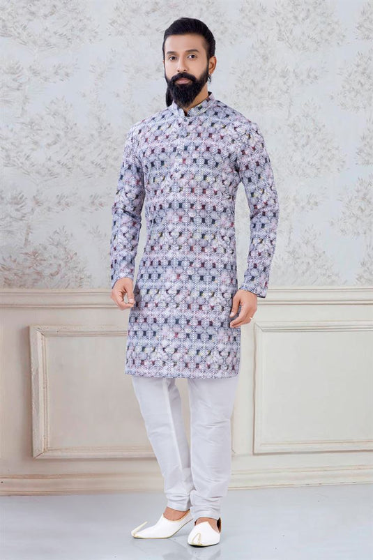 Graceful Multi Color Cotton Fabric Sangeet Wear Stylish Readymade Kurta Pyjama For Men