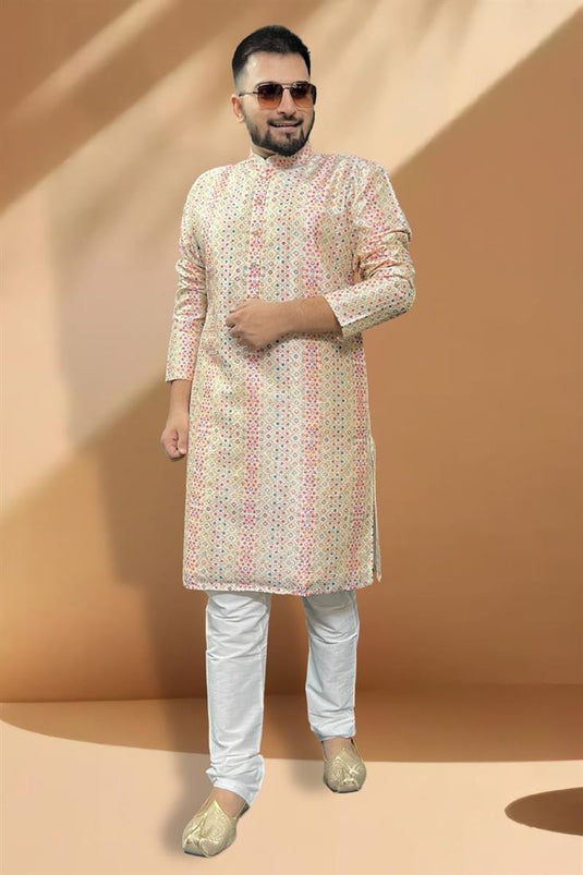 Function Wear Readymade Glamorous Kurta Pyjama For Men In Silk Fabric