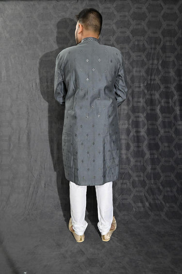 Sequins Embroidery Gorgeous Cotton Silk Fabric Reception Wear Readymade Kurta Pyjama For Men