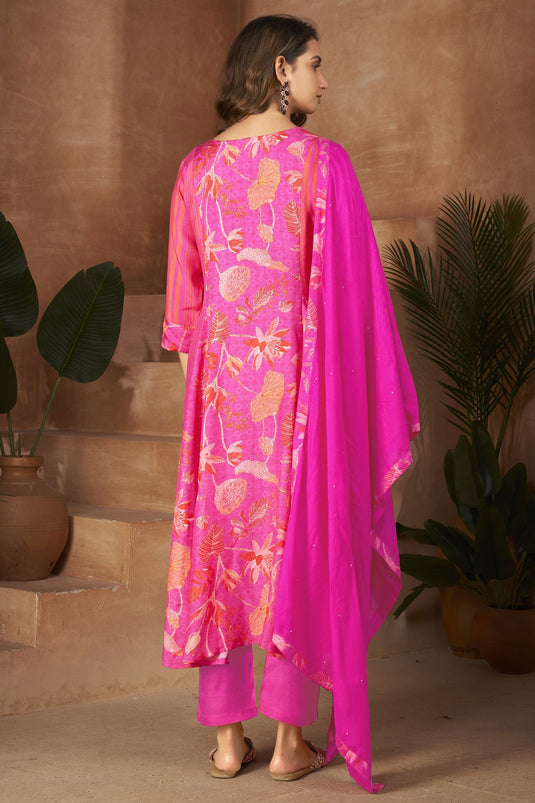 Fabulous Hand Work Muslin Fabric Peach Color Readymade Salwar Suit