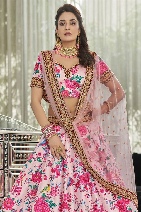 Pink Color Art Silk Fabric Admirable Digital Printed Lehenga Choli