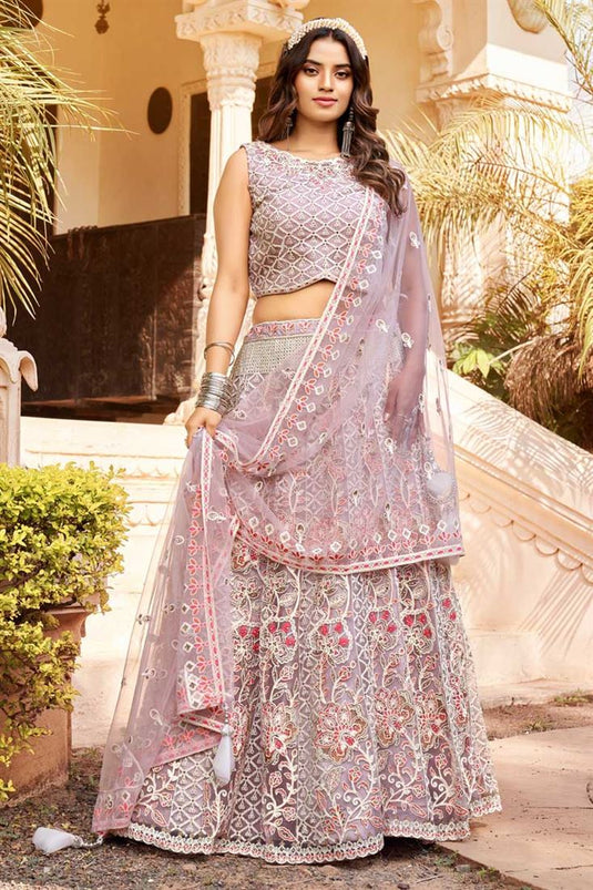 Pink Color Sangeet Wear Soothing Net Fabric Lehenga