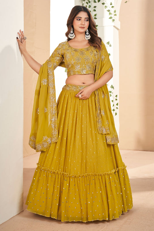 Georgette Fabric Function Wear Mustard Color Phenomenal Lehenga