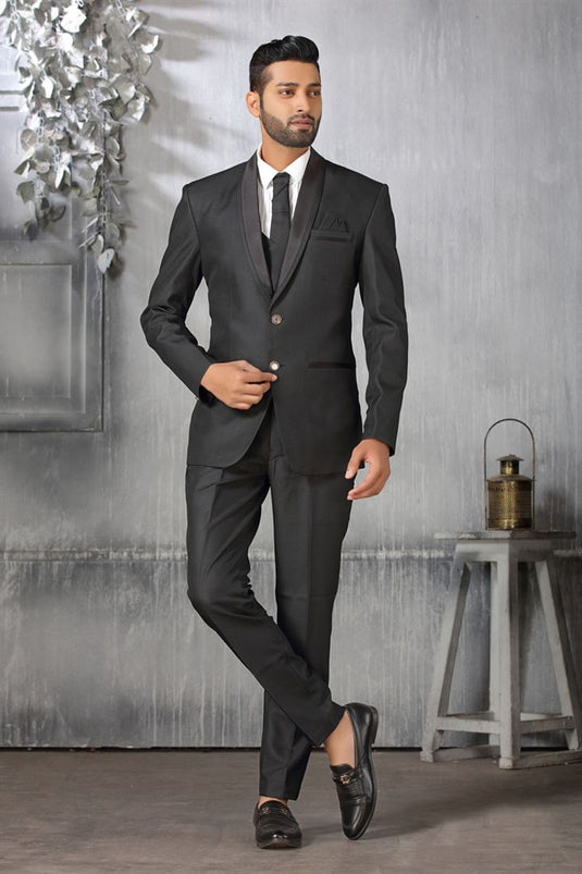 Fetching Rayon Fabric Coat Suit In Black Color