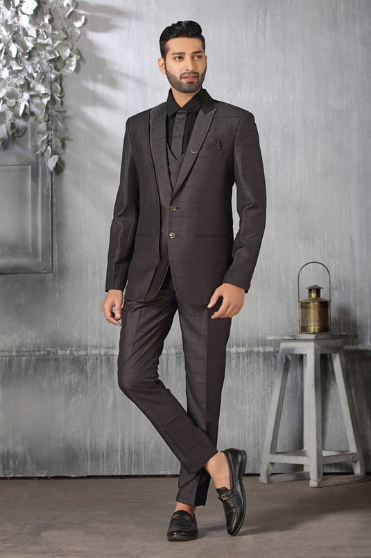 Black Color Rayon Fabric Engrossing Coat Suit