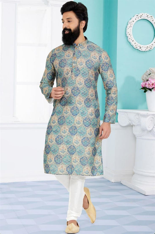 Sangeet Wear Readymade Printed Kurta Pyjama For Men In Fancy Multi Color