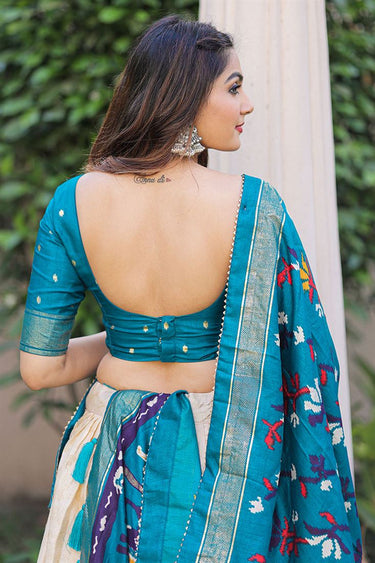 Foil Printed Dola Silk Fabric Cyan Color Function Wear Lehenga