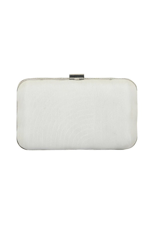 Designer Off White Hand Work Box Clutch For Women