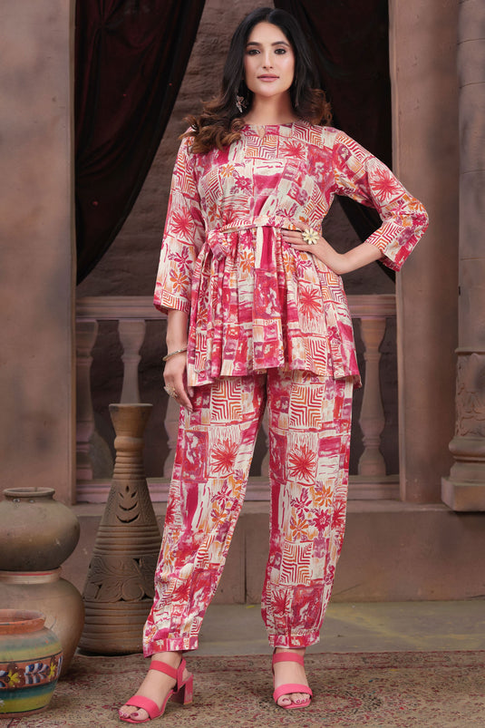 Multi Color Rayon Printed Readymade Co-Ord Set