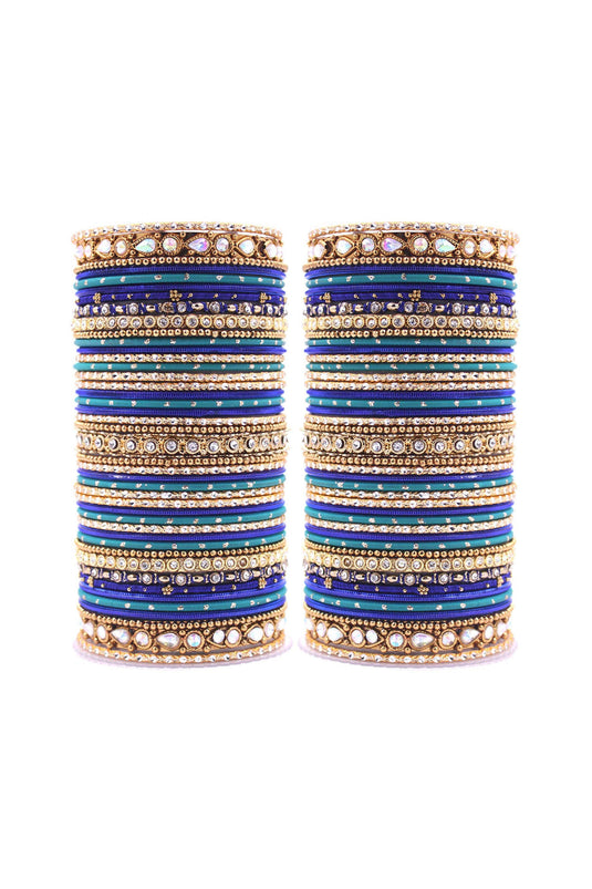 Excellent Alloy Material Blue Color Bright Stone Style Bangle Set