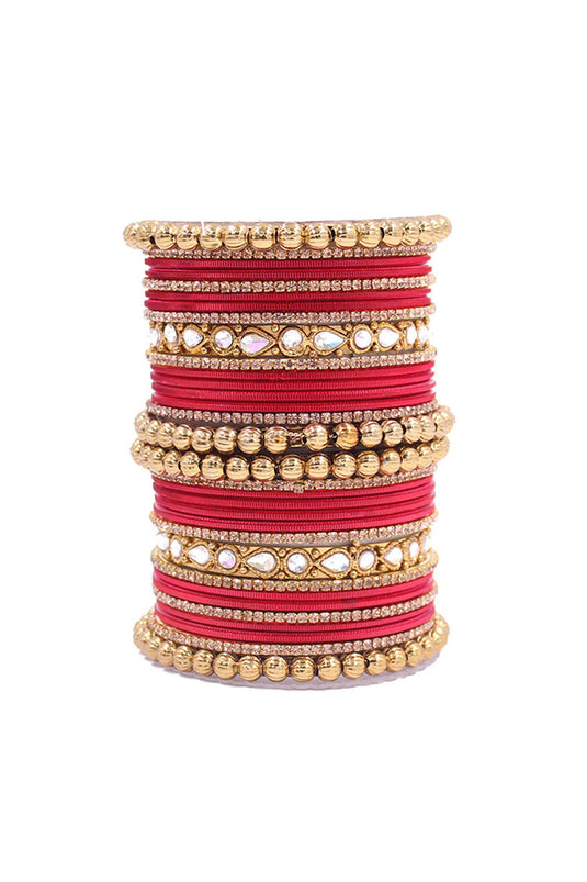 Alloy Material Red Color Supreme Ethnic Bangle Set