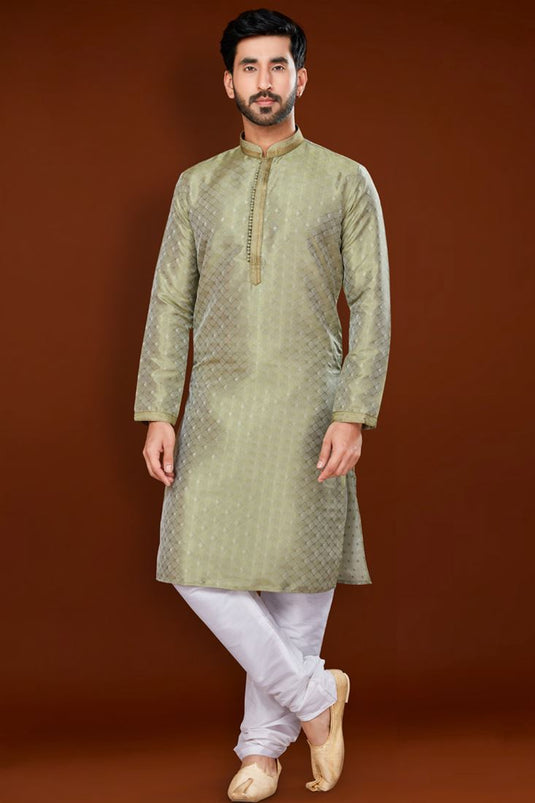 Sea Green Color Jacquard Fabric Special Kurta Pyjama