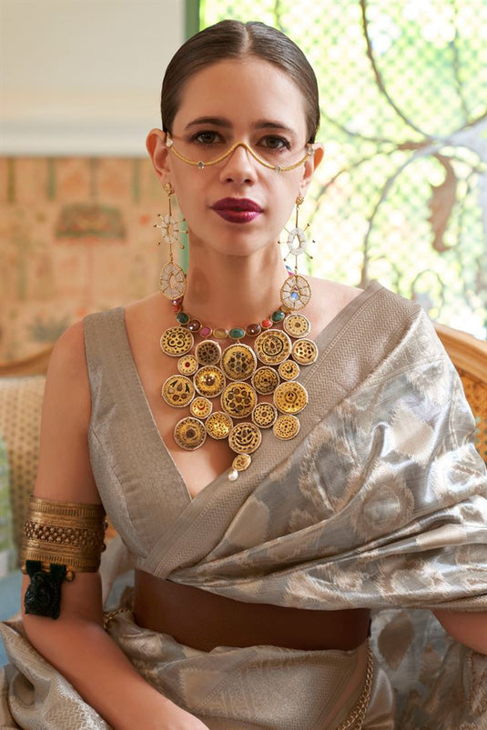 Kalki Koechlin Multi Color Miraculous Handloom Weaving Saree In Tissue Fabric