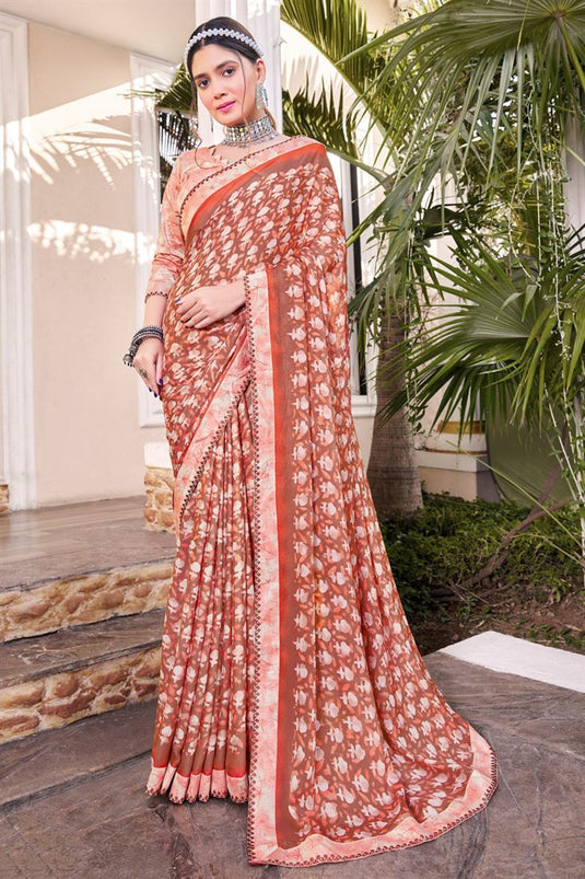 Multi Color Georgette Princely Printed Casual Saree