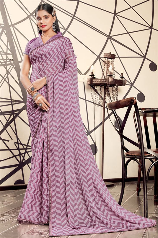 Marvellous Georgette Casual Look Printed Saree In Pink Color