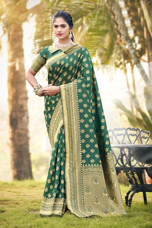 Appealing Green Color Festive Wear Art Silk Saree