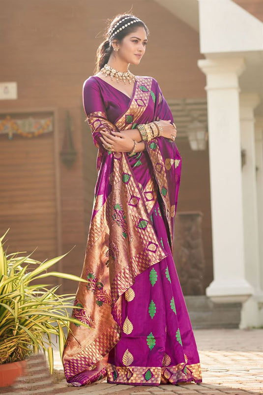 Dusky Purple Color Festive Wear Art Silk Saree