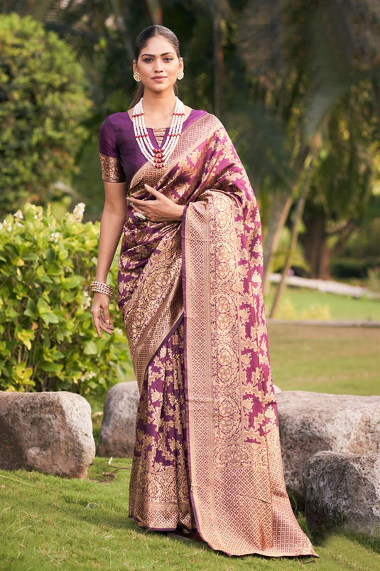 Purple Color Beatific Festive Look Art Silk Saree