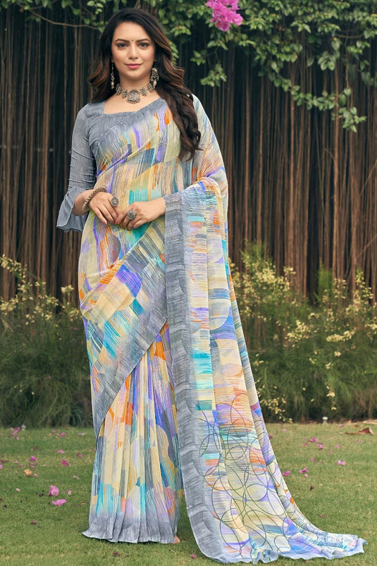 Printed Beguiling Multi Color Georgette Saree