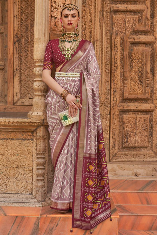 Pink Color Art Silk Fabric Awesome Casual Saree