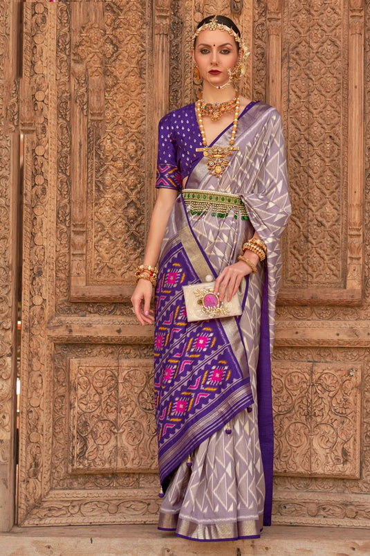 Art Silk Fabric Stunning Casual Saree In Lavender Color