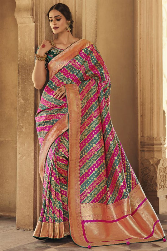 Multi Color Art Silk Fabric Beautiful Weaving Work Function Wear Saree