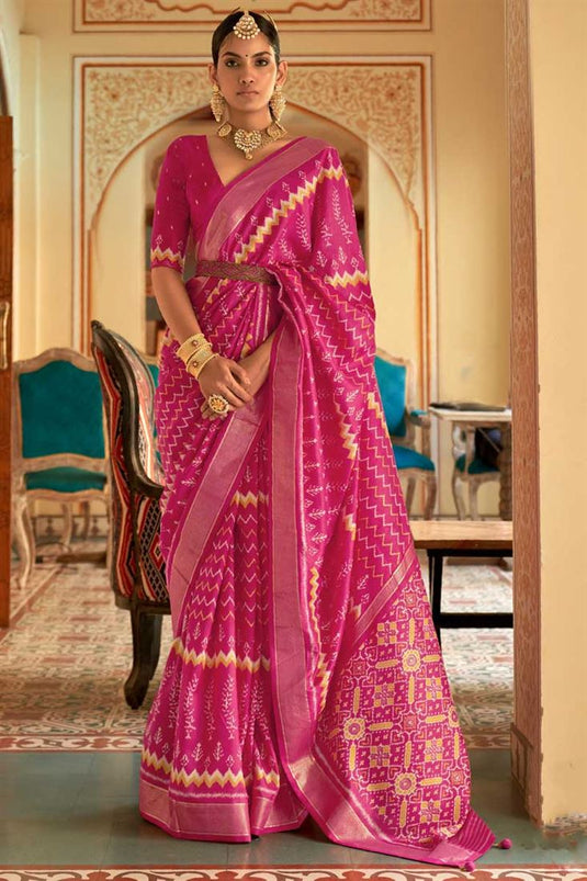 Rani Color Art Silk Fabric Charming Saree In Festive Look