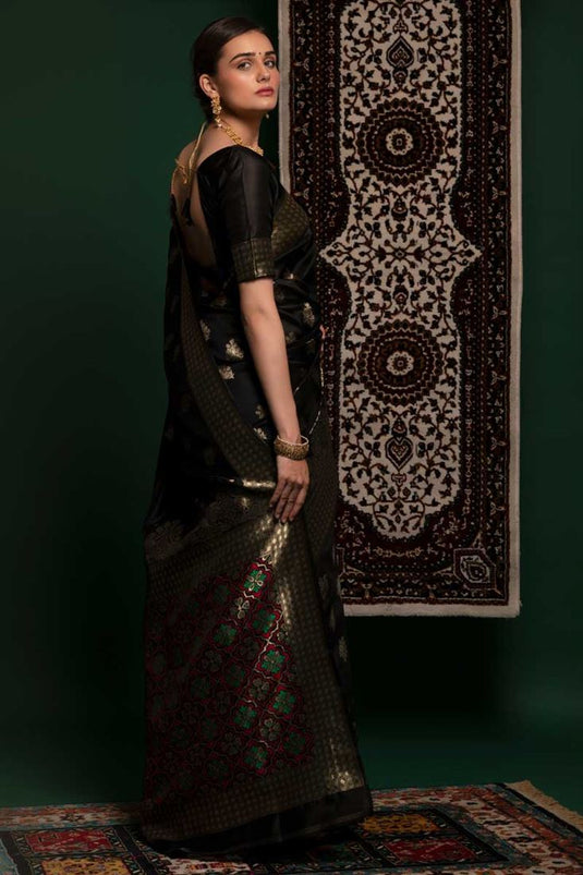 Black Color Art Silk Fabric Beatific Festive Look Saree