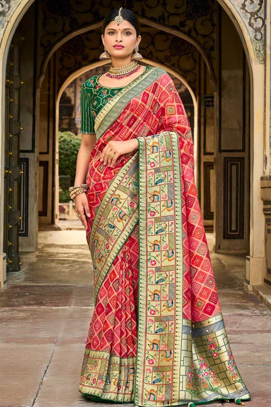 Entrancing Art Silk Fabric Saree In Peach Color In Wedding Wear