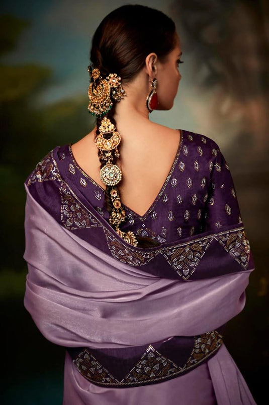 Eugeniya Belousova Art Silk Fabric Lavender Color Winsome Saree