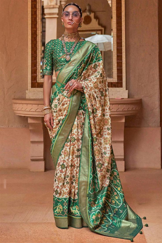 Green Color Patola Silk Wonderful Saree In Function Wear